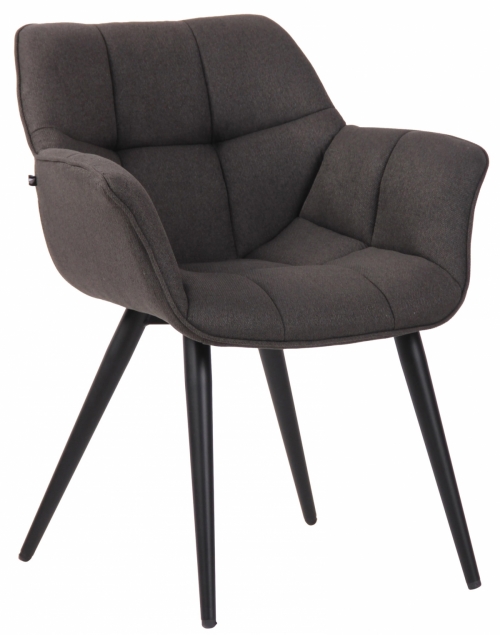 Židle s područkami Roseville ~ látka, nohy černý kov - Tmavě šedá