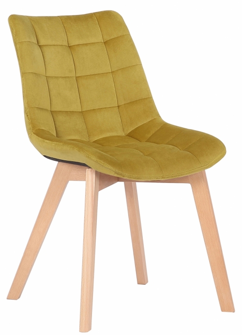 Židle Passaic ~ samet, dřevěné nohy natura - Žlutá