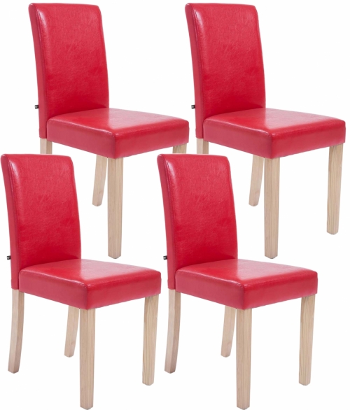 Jídelní židle Inn, nohy natura (SET 4 ks) - Červená