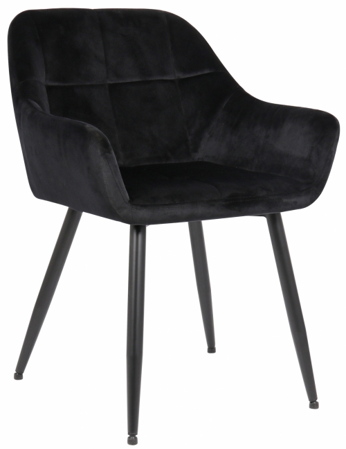 Jídelní židle Emia ~ samet, kovové nohy černé - Černá