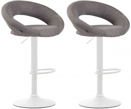 2x Barová židle Olinda - látka, bílý rám - šedá