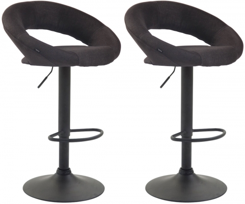 2x Barová židle Olinda - látka, černý rám - tmavě šedá