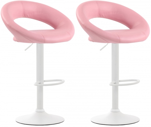 2x Barová židle Olinda - koženka, bílý rám - růžová