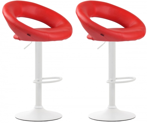 2x Barová židle Olinda - koženka, bílý rám - červená