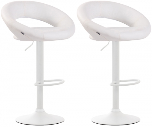 2x Barová židle Olinda - koženka, bílý rám - bílá