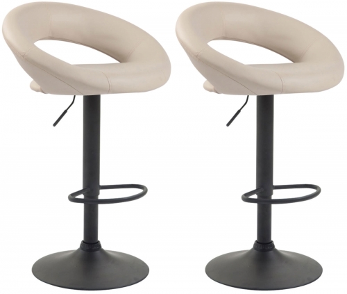 2x Barová židle Olinda - koženka, černý rám - krémová