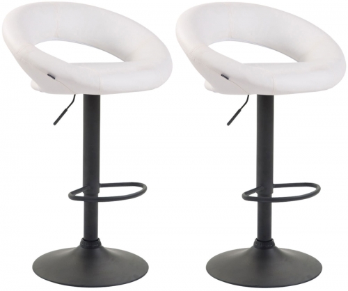 2x Barová židle Olinda - koženka, černý rám - bílá