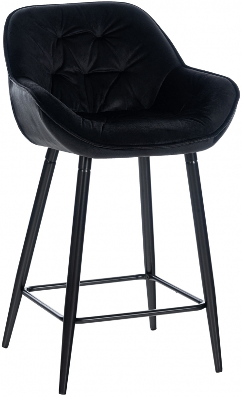 Barová židle Gibson ~ samet, kovové nohy černé - Černá