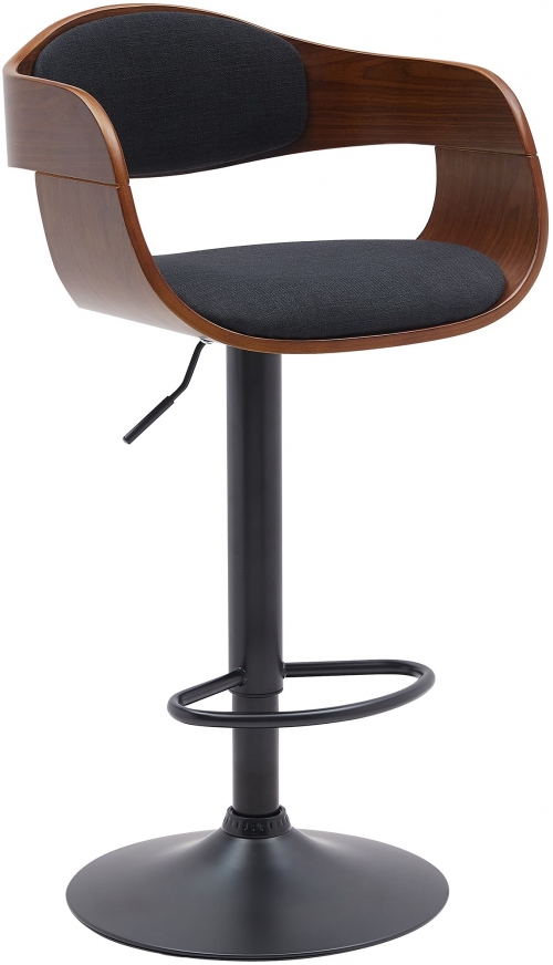 Barová židle Kingston B - látka, černý rám - ořech/černá