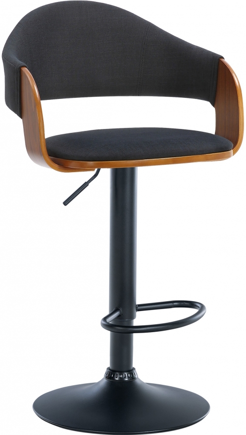 Barová židle Nilse - látka, černý rám - ořech/černá