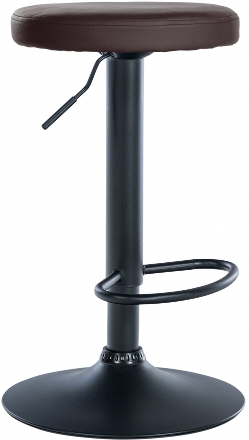 Barová židle Ponte - koženka, černý rám - Hnědá
