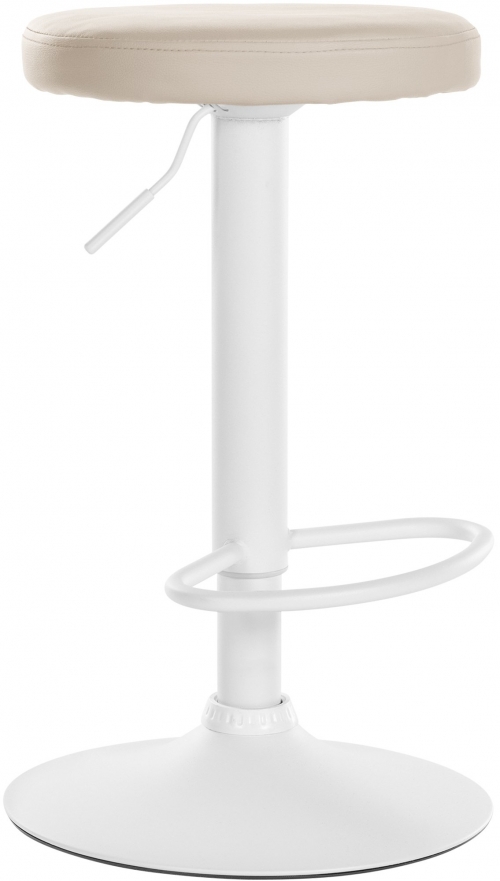 Barová židle Ponte - koženka, bílý rám - Krémová