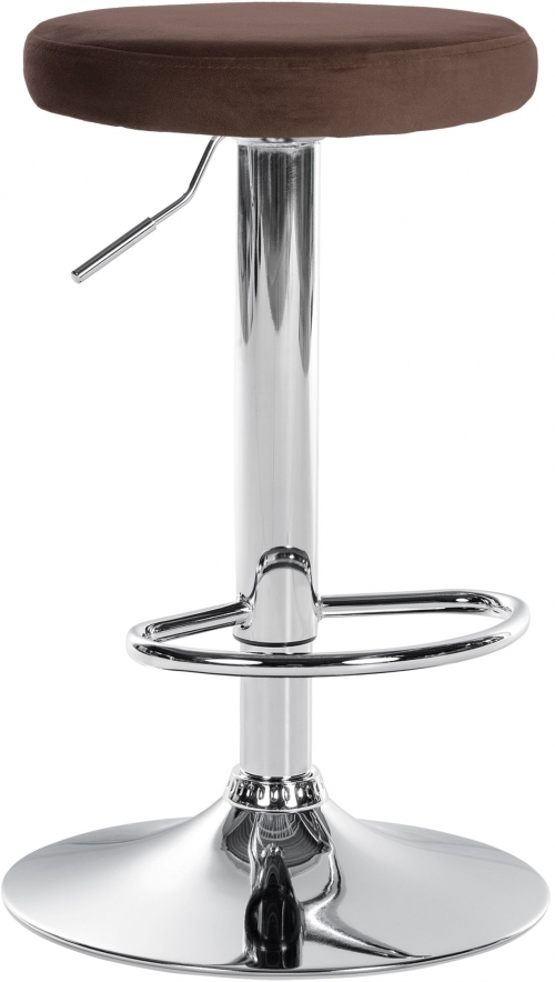 Barová židle Ponte - samet, chrom rám - Hnědá