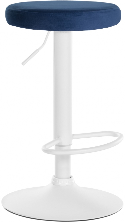 Barová židle Ponte - samet, bílý rám - Modrá
