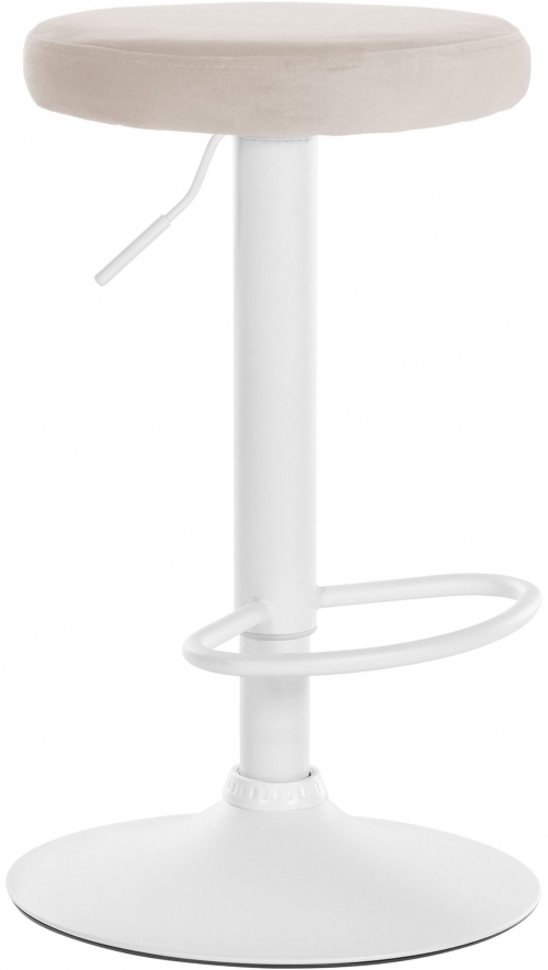Barová židle Ponte - samet, bílý rám - Krémová