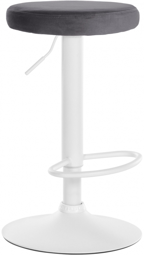 Barová židle Ponte - samet, bílý rám - Tmavě šedá