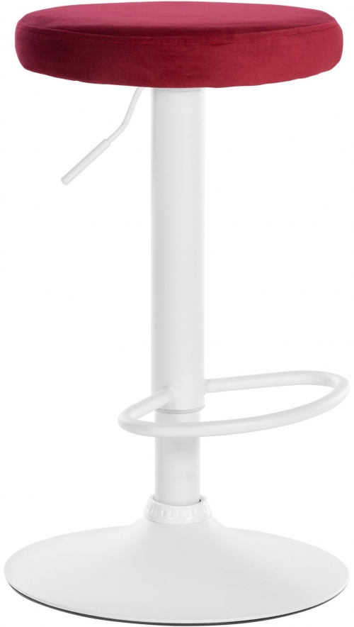 Barová židle Ponte - samet, bílý rám - Červená