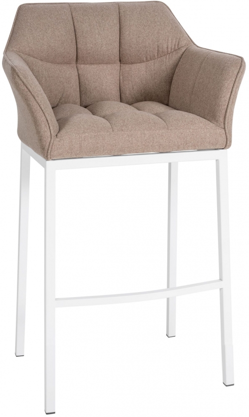 Barová židle Damaso W - filc, bílý 4-nohý rám - Sivo hnědá (Taupe)