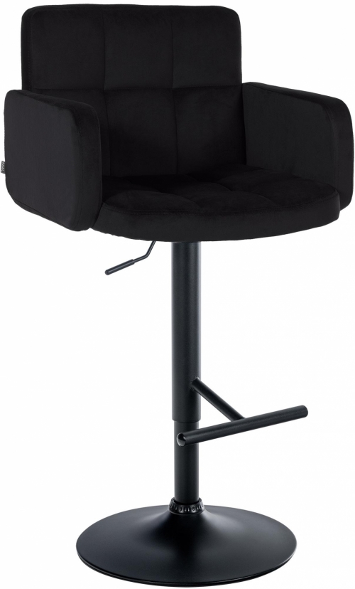 Barová židle Los Angeles - samet, černý rám - černá