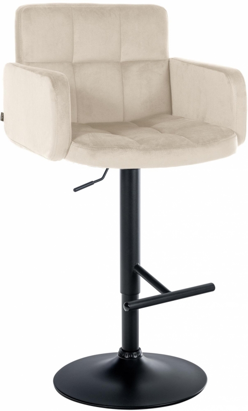 Barová židle Los Angeles - samet, černý rám - cream