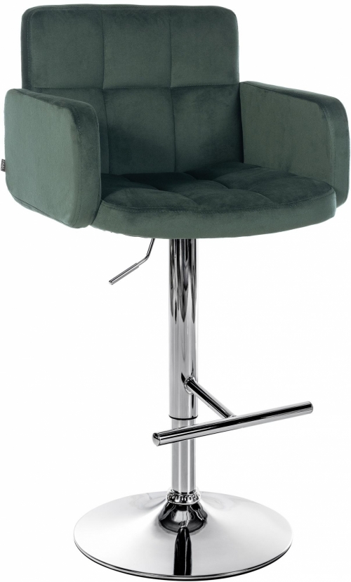 Barová židle Los Angeles - samet, chrom rám - tmavě zelená