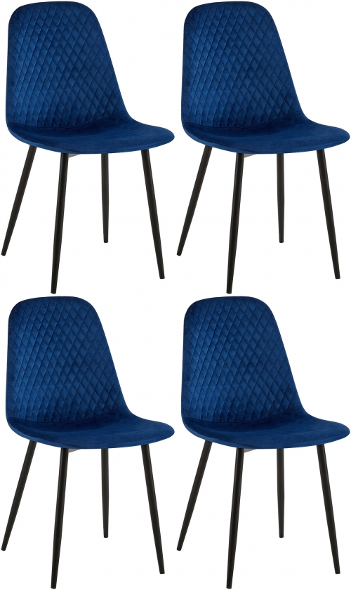 4x Židle Giverny samet - modrá
