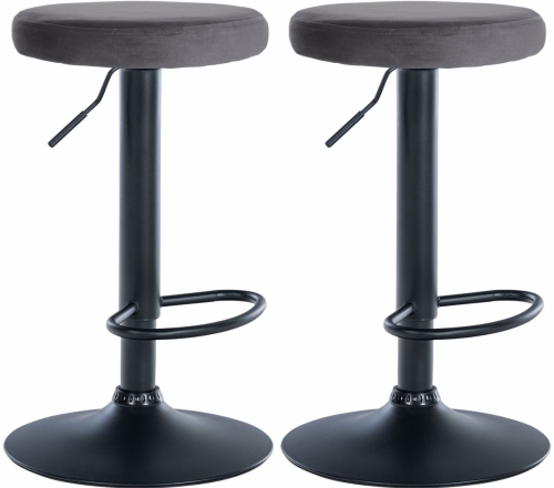 2x Barová židle Ponte - samet, černý rám - Tmavě šedá