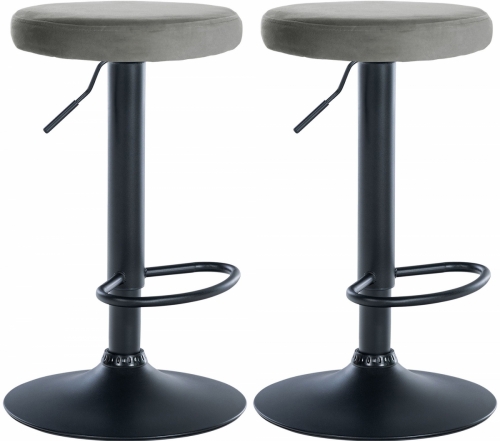 2x Barová židle Ponte - samet, černý rám - Šedá