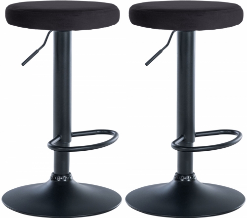 2x Barová židle Ponte - samet, černý rám - Černá