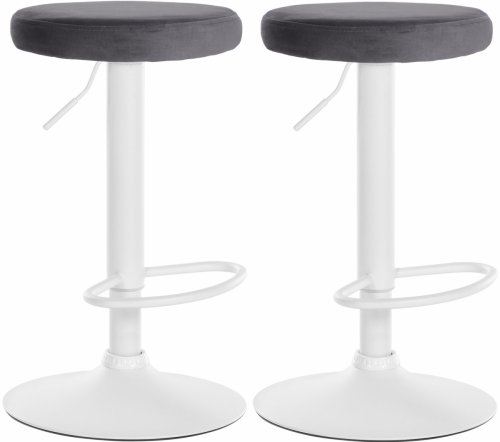 2x Barová židle Ponte - samet, bílý rám - Tmavě šedá
