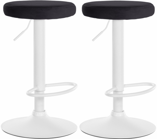 2x Barová židle Ponte - samet, bílý rám - Černá