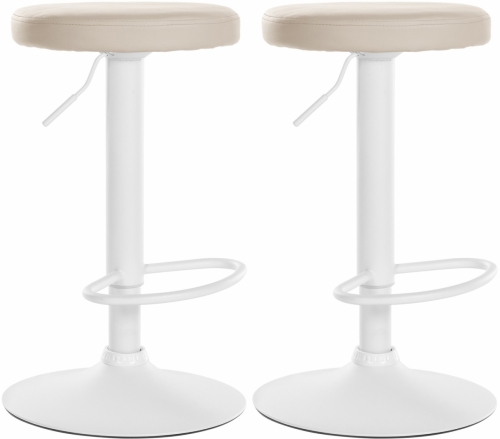 2x Barová židle Ponte - koženka, bílý rám - Krémová