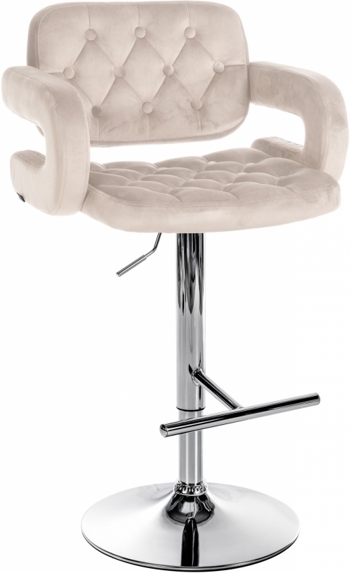 Barová židle Dublin - samet, chrom rám - Krémová
