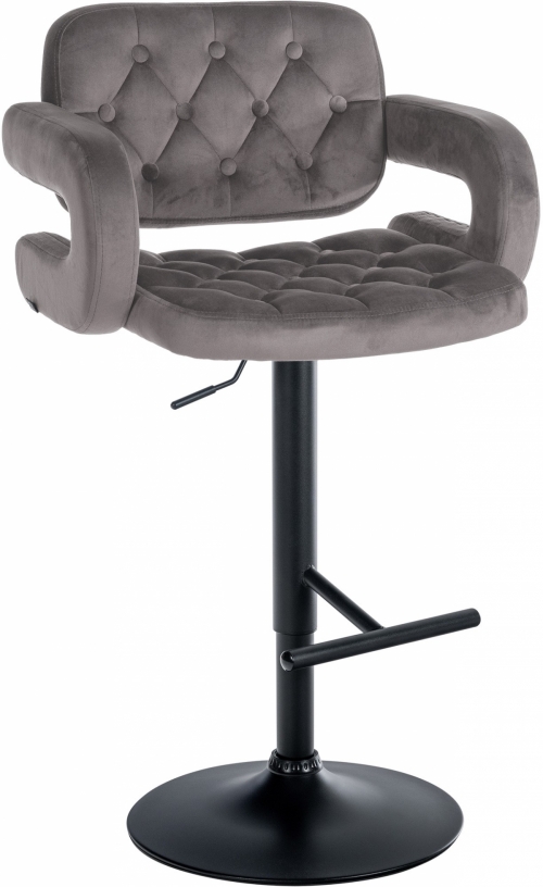 Barová židle Dublin - samet, černý rám - Šedá