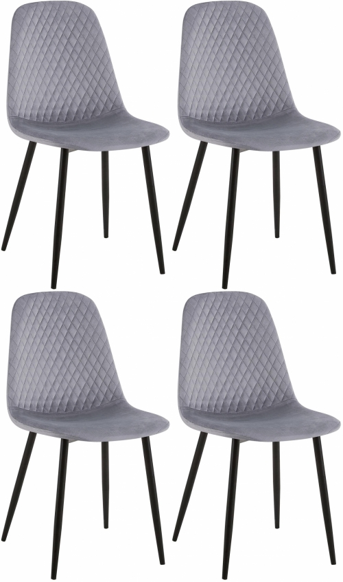 4x Židle Giverny samet - šedá