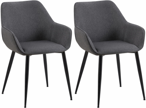 Set 2 jídelních židlí látka Vessa - tmavě šedá