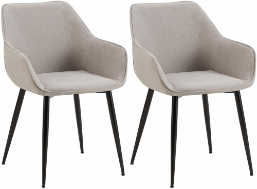 Set 2 jídelních židlí látka Vessa - světle šedá