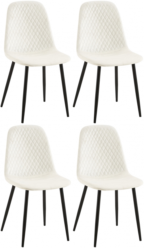 4x Židle Giverny samet - krémově bílá