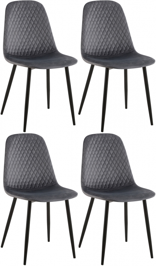 4x Židle Giverny samet - tmavě šedá