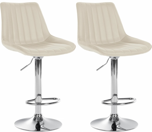 2x Barová židle Toni - koženka, chrom rám - Krémová