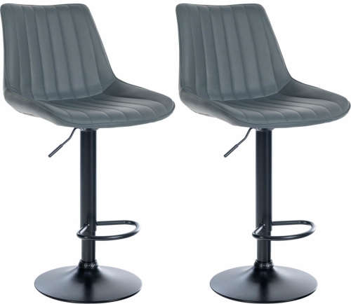 2x Barová židle Toni - koženka, černý rám - Šedá