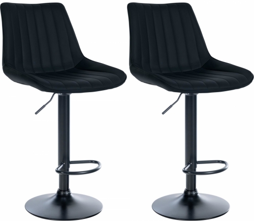 2x Barová židle Toni - koženka, černý rám - Černá