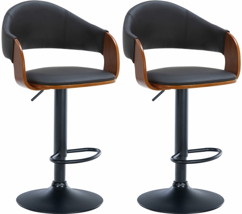 2x Barová židle Nilse - koženka, černý rám - ořech/černá