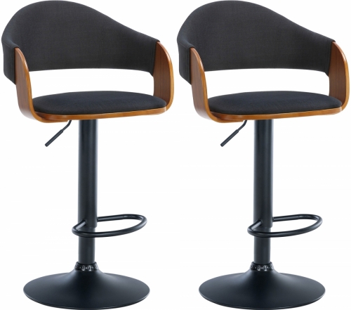 2x Barová židle Nilse - látka, černý rám - ořech/černá