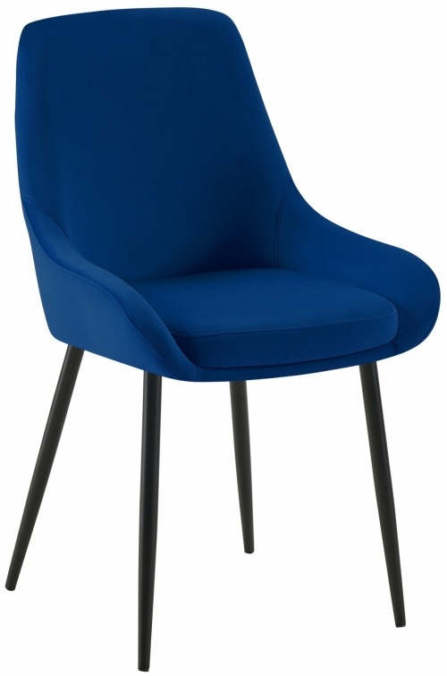 Jídelní židle Elmira - samet, černý rám - Tmavě modrá
