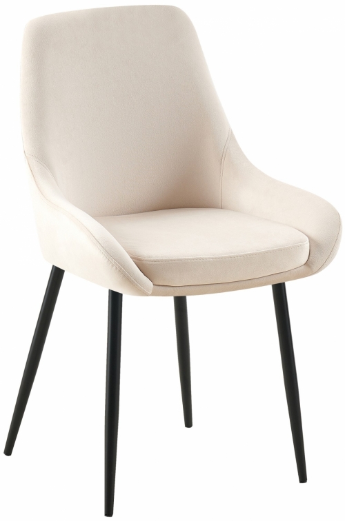 Jídelní židle Elmira - samet, černý rám - Krémová