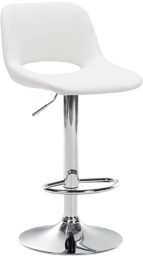 Barová židle Camden - koženka, chrom rám - Bílá