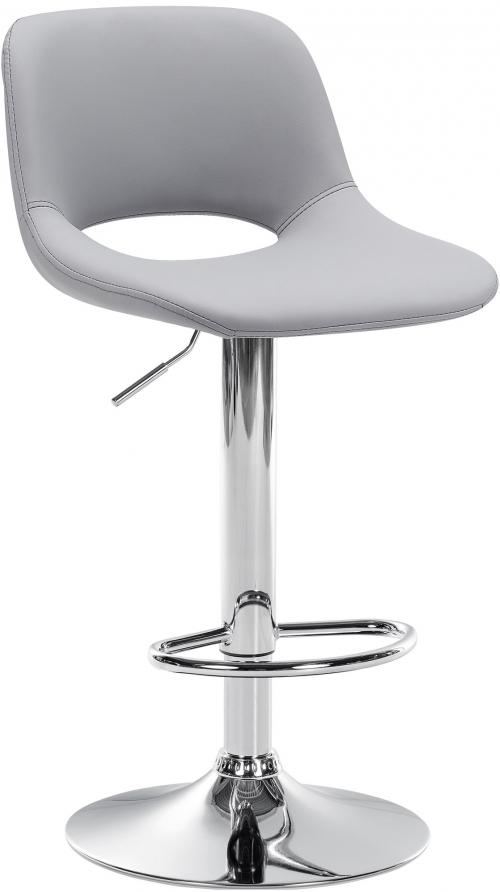 Barová židle Camden - koženka, chrom rám - Šedá