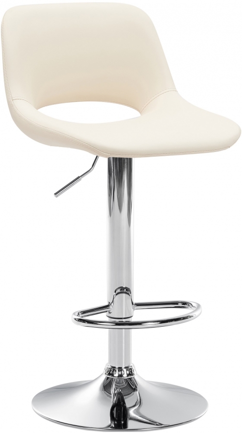Barová židle Camden - koženka, chrom rám - Krémová