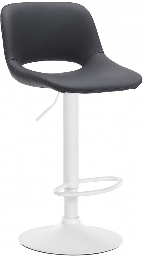 Barová židle Camden - koženka, bílý rám - Černá